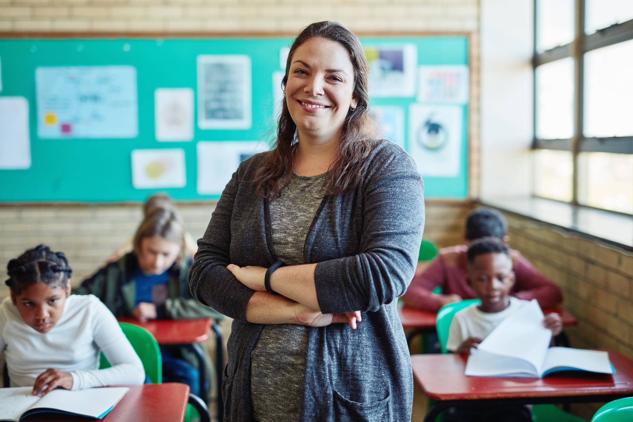 Teacher and Classroom of Kids using Classwork.com