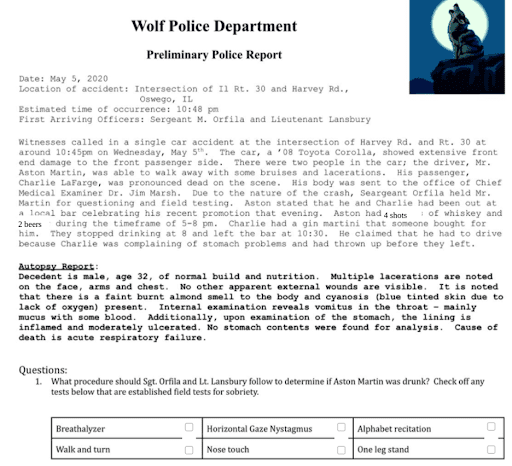 Wolfe Police Department Online Activity Made with Classwork.com