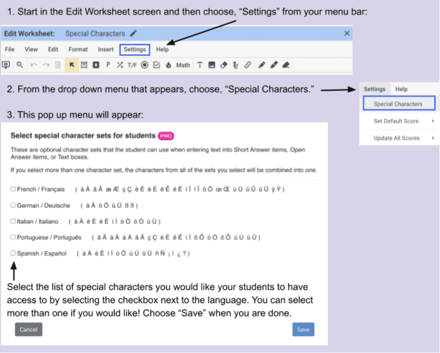 Digital Worksheet Foreign Language 1