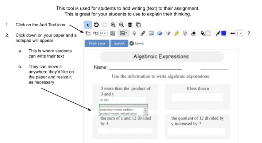 Math Worksheets - Text Boxes