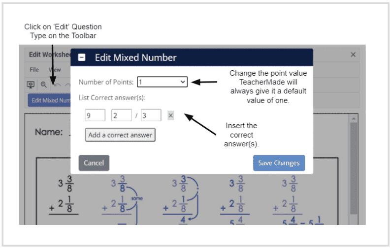 Editing Mixed Numbers with Classwork.com