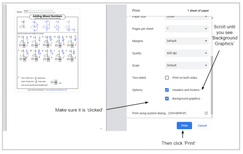 Print online assignments