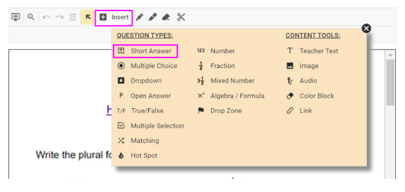 short answer question types