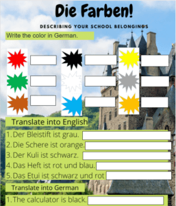 A German language exercise.