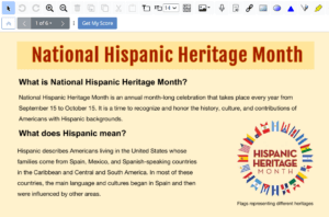 A reading exercise for Hispanic Heritage month.