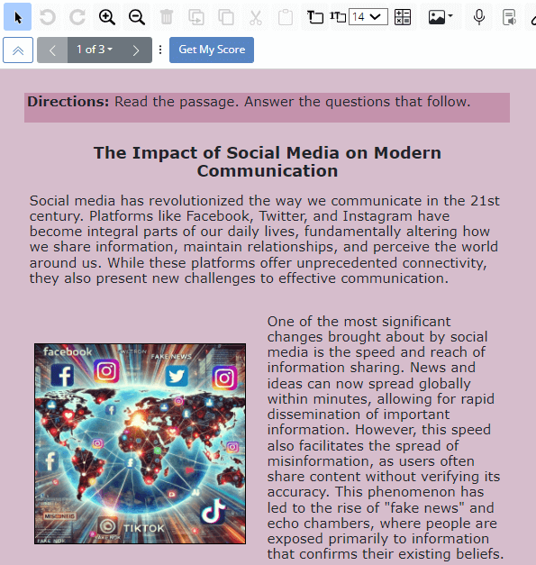 HS ELA Activity Made With Classwork.com A reading exercise related to Social Media and Modern Communication. Reading material Science exercise English language Study Material Classwork studio