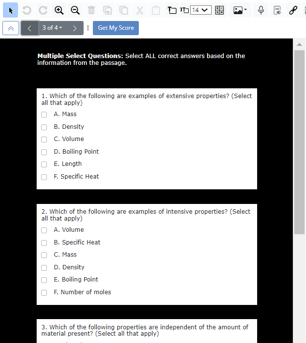 Multiple choice questions.