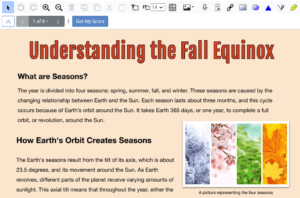 A reading exercise on seasons.