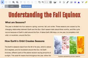 A reading exercise on seasons.