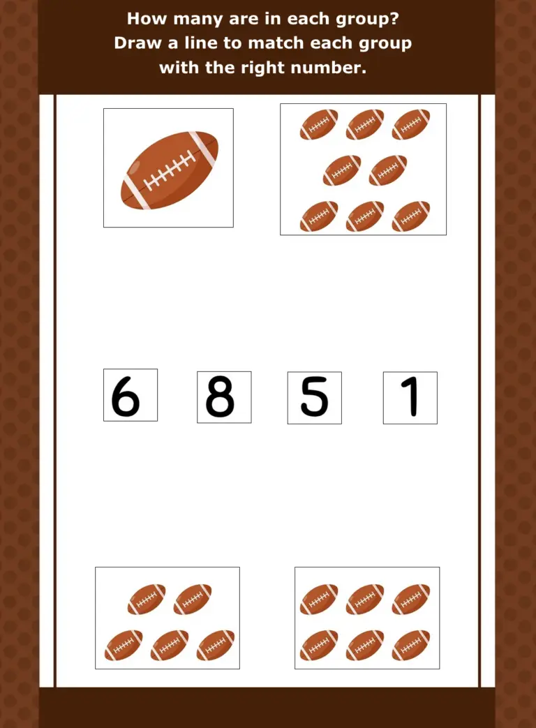 Numeracy exercise Mathematics exercise Seasonal passage Classwork studio Footballs American Football