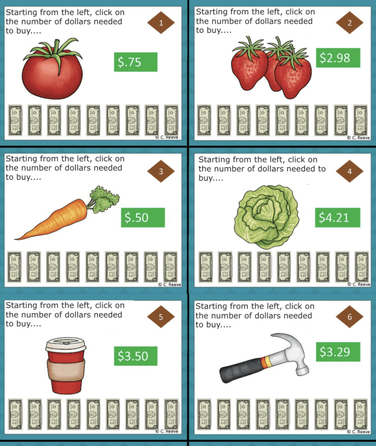 Numeracy exercise Mathematics exercise Vegetables Money Value coins Decimals Seasonal passage Classwork studio