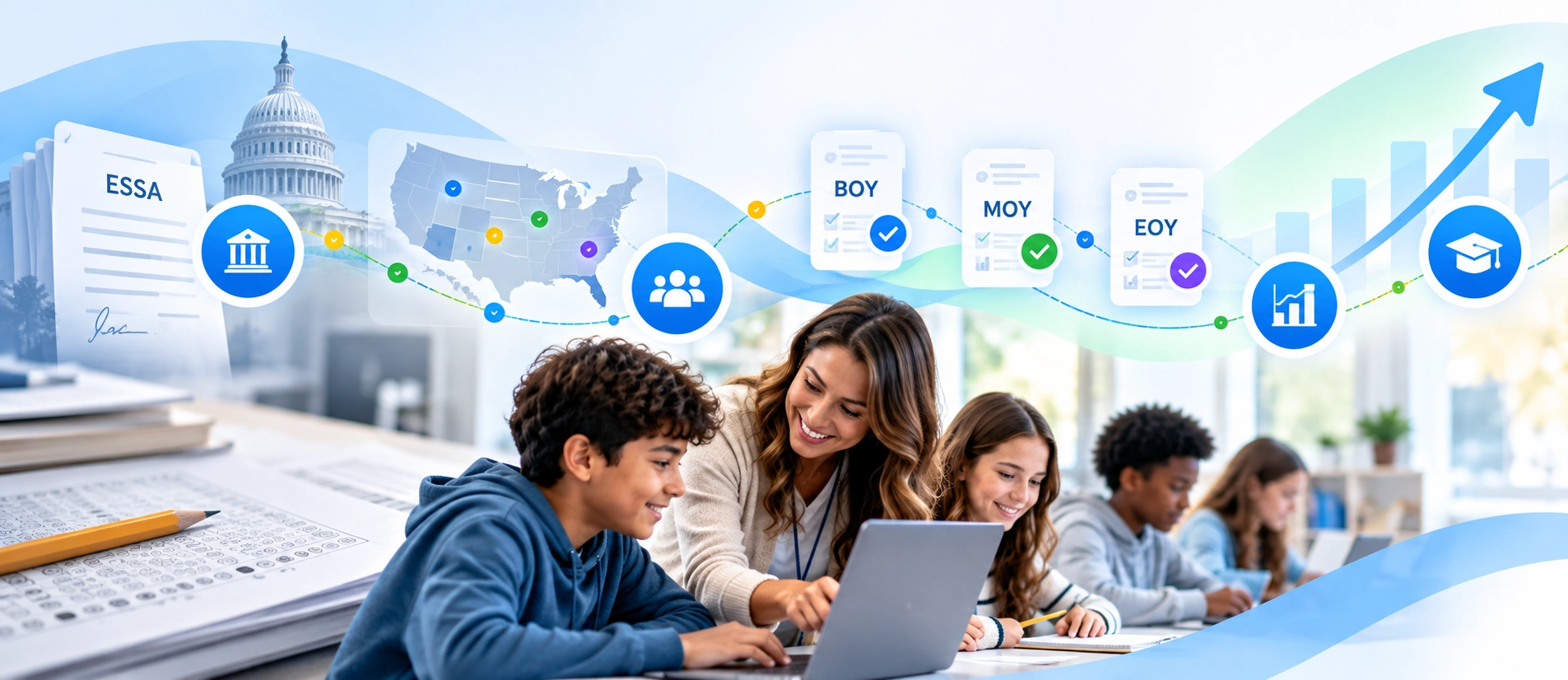 Explore the history of through-year assessment, from ESSA and IADA to current state models in Florida, Texas, Indiana, Nebraska, and Kansas.