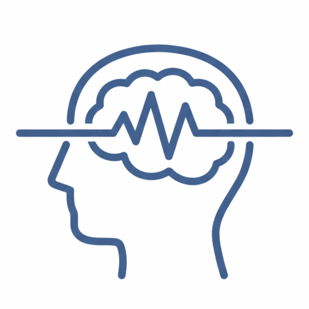 Instructional intelligence icon representing a live pulse on student learning, showing real-time brain activity and data capture during a lesson.