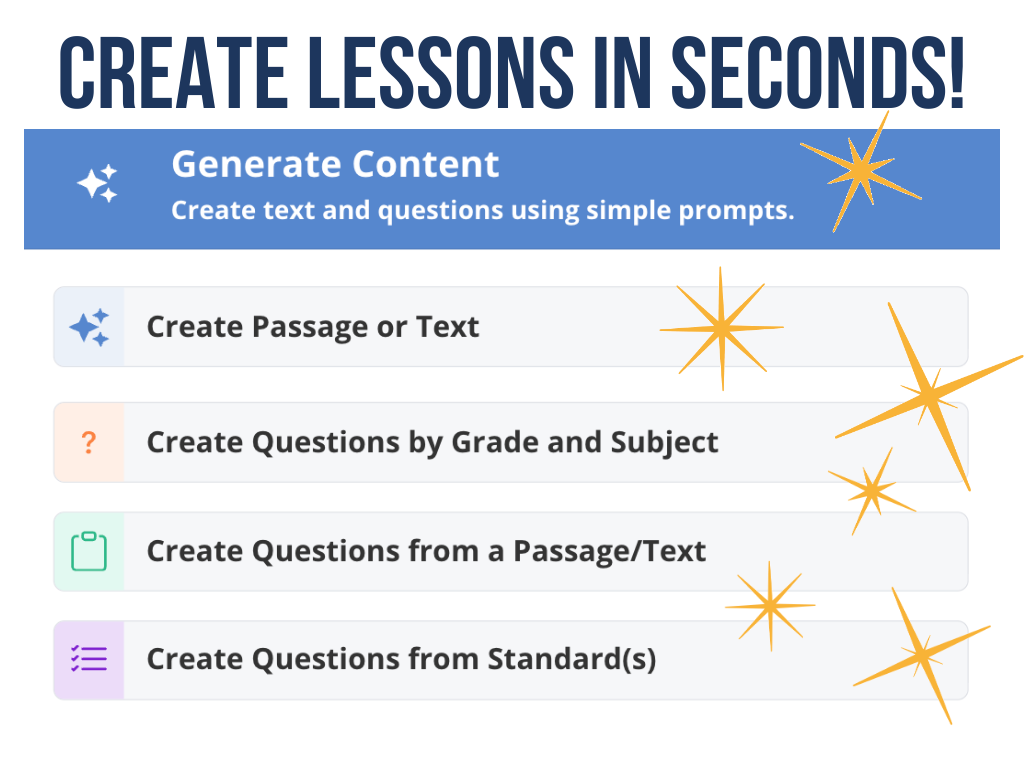 Classwork AI Assistant Options to generate lessons in seconds
