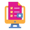 A form with a comment bubble on a computer animation.