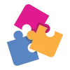 Three puzzle pieces not joined.